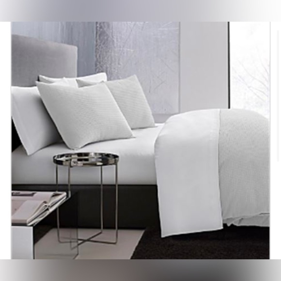 Vera Wang Waffle Pique Cotton Comforter Set Grey Queen - Picture 1 of 7